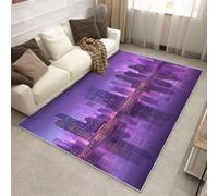 Générique Tapis Vue Nocturne de la Ville, Tapis Entree Interieur Gratte-Ciel Scène Nocturne, Poils Antidérapant Courts Doux Moquette Paillasson Interieur Entree Un Nettoyage Facile 40x60 cm P-&104