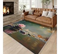 Générique Tapis Zen Lotus Interieur 120 x 180 cm, Tapis Salon Méditation Pleine Nature Chambre, Moquette Motif Antidérapant Lavable Poil Ras Doux, Décoration Intérieure QAZ67