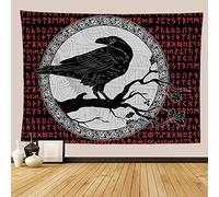Générique Tapisserie 180x230 cm Viking Odin Loup Tenture Pièce Style Tapisseries Couleurs riches Décoration Tenture pour salon,chambre à coucher,fête,vacances