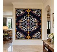 Générique Tapisserie Murale Tableau Décoration pour Salon, Chambre, Maison, Tapestries 70 x 100 cm,Motif floral rétro bleu marine, rose, jaune, blanc, violet, gris