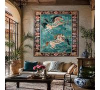 Générique Tapisserie Murale Tableau Décoration pour Salon, Chambre, Maison, Tapestries 70 x 100 cm,Motif floral rétro bleu rose noir blanc marron orange,