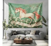 Générique Tapisserie Murales 230x180cm Licorne Animal Fantastique Tapisseries Microfibre Lavable Decoration Vert Tenture pour Maison Salon Studio Chambre Dortoir