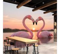 Générique tapisserie murales papier peint 250x180cm Coeur De Flamant Rose papier peint intissé sans raccord Décor mural sans wallpaper en toile de peinture,installation continue pour chambre moderne