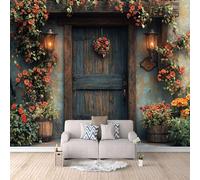 Générique tapisserie murales papier peint 400x280cm Des Fleurs Devant La Porte papier peint chambre Toile murale 3D à effet artistique sans couture, adaptée au mur principal du salon EB24-4833
