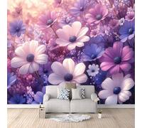 Générique tapisserie murales papier peint 400x280cm Fleurs Violettes papier peint chambre Toile murale 3D à effet artistique sans couture, adaptée au mur principal du salon EB24-4748