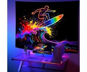 Générique Tapisserie Neon Surfeur Lumière Noire 150x100 cm