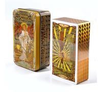 Générique Tarot Art Nouveau doré 10,3 x 6 cm dans Une boîte en Fer Blanc avec Guide 78 pièces Golden Art Nouveau Tarot