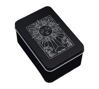 Générique Tarot Card Box - 5 Inch Iron Portable Protective Case | Moon Sun Printed Metal Tarot Holder, Sturdy Small Trinket Storage Container For Playing Cards Jewelry And Spiritual Altar Accessories