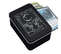 Générique Tarot Card Box - 5 Inch Iron Portable Protective Case | Moon Sun Printed Metal Tarot Holder, Sturdy Small Trinket Storage Container For Playing Cards Jewelry And Spiritual Altar Accessories