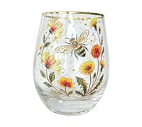 Générique Tasse à boisson sans tige en verre à boisson, BEE1 | Verre à boisson de tous les jours avec détails floraux pour le service d ' eau, les pauses café et les repas à la