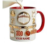 Générique Tasse à café - 350 ml, Verre Thématique Bowling | Pour chocolat chaud, thé, eau - idéale hôtel, appartement | Pour maison, chocolat, thé, jus, fans de bowling, adolescents