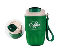 Générique Tasse à café compacte tasse de voyage isolée en acier inoxydable flacon à vide avec couvercle à boire, sangle de transport et température boisson de voyage pour les déplacements bureau