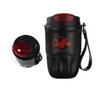 Générique Tasse à café compacte tasse de voyage isolée en acier inoxydable flacon à vide avec couvercle à boire, sangle de transport et température boisson de voyage pour les déplacements bureau