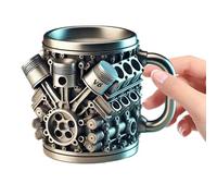 Générique Tasse À Café En Acier Inoxydable - Tasse En Acier Inoxydable Pour Moteur V8 V6 - Tase Pour Passionné De Voiture, Verres De Conception Automobile | Tase À Thé À Café À Motif De Moteur,