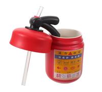 Générique Tasse à Café en Céramique 400ml Forme Extincteur Rouge avec Couvercle et Paille, Mug Original Étanche pour Pompiers, Présent Amusant pour Bureau ou Fête