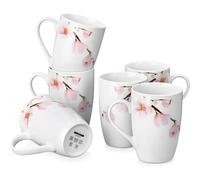 Générique Tasse à Café en Porcelaine Ensemble de 6 grandes tasses à café, ensemble 16 oz avec poignée, ensembles motifs floraux, en céramique(16 OZANNIE)