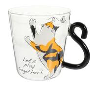 Générique Tasse à Café en Verre Forme Chat Mignon 250ml avec Surface Lisse et Bords Arrondis, Facile à Entretenir, pour Café Shop ou Book Bar