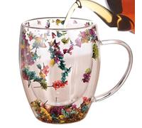 Générique Tasse à café en verre - Tasse isolée double couche de 350 ml | Ťasse à lait résistante à la chaleur de 350ml, pour boissons chaudes et froides, Ťasse à en verre transparent, claires et