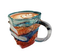 Générique Tasse À Café Livre Peinte | Tasse Verre en Forme de Pile de Livres,Décoration de Table Créative, Contenu Décoratif Artisanal pour Professeur Amateur de Littérature et d'Art