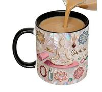 Générique Tasse à café Mindfulness - Tasse céramique yoga originale 330 ml - Esthétique pour Café Thé | Maison Camping Randonnée Pique-Nique Balade Apéro Bière Whisky