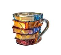 Générique Tasse À Café Originale | Verres À Vin En Verre Design Livre 3D Peint Rétro - Accessoire Multifonction pour Cuisine et Bureau, Idée Cadeau pour Lecteurs, Bibliothécaires, Hommes et