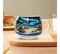 Générique Tasse À Café Peinte Transparente De Noël 300ML | Tasse En Verre De Noël | Conteneur De Boissons Festives | Verrerie À Boire | Pour Le Cacao Chaud Latte Froides Boissons Au Lait Et Au Vin