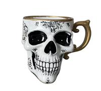 Générique Tasse à café Royal Skull, tasses à thème Halloween avec tête de squelette, design toutes saisons, résine artisanale, tasses diaboliques pour les amateurs de café et les collectionneurs (B)