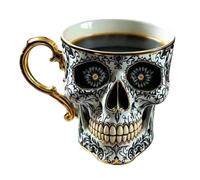 Générique Tasse à café Royal Skull, tasses à thème Halloween avec tête de squelette, design toutes saisons, résine artisanale, tasses diaboliques pour les amateurs de café et les collectionneurs (A)