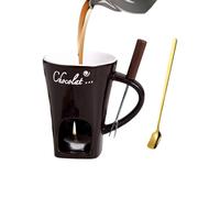 Générique Tasse À Fondue Au Chocolat, Céramique Mini Set À Fondue Avec Fourchette Et Chauffe-Bougie, Tasse À Fondre Le Chocolat En Céramique, Pour Desserts Au Beurre Et Caramel, Collations, Bonbons