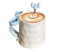 Générique Tasse à nœud rose - Tasse en céramique avec poignée à nœud de 500 ml avec cuillère à café | Jolie à café pour réunions de vacances, dîners de famille, Saint-Valentin