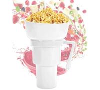 Générique Tasse à pop-corn, Verrine à collations et boissons 2 en 1, Conteneurs portables pour aliments et boissons, 900ml, étanche, design double compartiment, pour soirées cinéma, festivals voyages