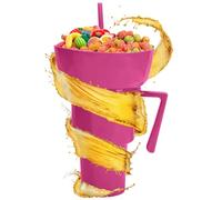 Générique Tasse à pop-corn, Verrine à collations et boissons 2 en 1, Conteneurs portables pour aliments et boissons, 900ml, étanche, design double compartiment, pour soirées cinéma, festivals voyages