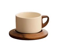 Générique Tasse à thé en céramique avec Base en bois, ensemble pour les amateurs d ' espresso, décoration de cuisine, tasse à café avec manche en bois