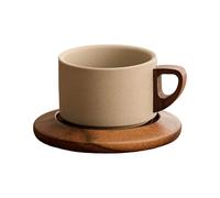Générique Tasse à thé en céramique avec Base en bois, ensemble pour les amateurs d ' espresso, décoration de cuisine, tasse à café avec manche en bois