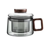 Générique Tasse à thé en verre résistant à la chaleur avec filtre, mug de séparation pour le thé multi-usage, poignée en bois, tasse à café, service à thé kung-fu