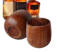Générique Tasse à whisky en bois - rustiques de 3 pouces | Ensemble de 2 verres vintage | Capacité de 180 ml pour la maison et les voyages