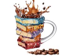 Générique Tasse Café Livre - 350ml Décor De Bureau En Verre Coloré En Forme De Livre | Mug À Café Drôle,Pour Pêche Plein Air Eau Feu De Camp Thé Randonnée Maison Camping Fête