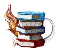 Générique Tasse Café Livre - Tasse Bibliothèque à Livres Empilés,Articles Littéraires Mignons pour Lecteurs Professeurs Écrivains Amoureux de Littérature Famille Amis Moments Quotidiens