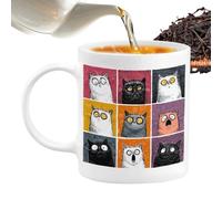 Générique Tasse Chat Café - 350 ml Tasse Mignonne à Poignée Anti-Dérapante - Mug Chat Mignon Et Tasses À Café Drôles,pour Thé Eau Lait Boissons Chaudes Froides Femmes Hommes Anniversaire Fête Bureau