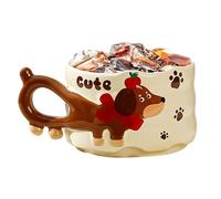 Générique Tasse Chien,380ml Décoration Originale avec en Forme de Teckel - Tasse humoristique | pour Pique-nique, Extérieur, Feu de Camp, Thé, Randonnée, Jeux,