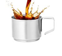 Générique Tasse de café en acier inoxydable,tasse de thé en acier inoxydable | à café rond à double paroi | Tasse à boire avec une conception empilable pour les collègues d'amis de la famille