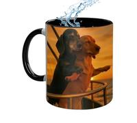 Générique Tasse de couple - Tasse à café teckel | Funny Mûg - Jolie à café pour couple de teckels de 11 oz avec une pose emblématique, idéale pour la Saint-Valentin, les anniversaires, les mariage
