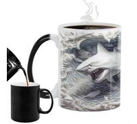 Générique Tasse de requin à changement de couleur, tasse à changement de chaleur de requin | Tasses à thé sensibles à la chaleur | Adorable tasse à café magique, sensible à la à imprimé poisson de
