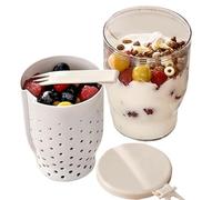 Générique Tasse de Stockage pour Salade | Contenants Réutilisables à Poignée - Conteneurs à Fruits Bocaux à Salade avec Panier Égouttoir - Pour Pique-nique Voyage Camping