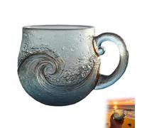 Générique Tasse de vague en verre de mer, tasse de vague de mer en verre mundgeblasenes, verres à thé à brin de strukturierte einzigartige (1 pcs)