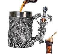 Générique Tasse Dragon Médiévale - Résine Acier Inoxydable 600Ml 7.09In Gobelet | Chope à bière avec poignée en forme dragon, boissons chaudes et froides, jeux de table | Fantasy Coffee Cup Home Bar,