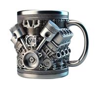 Générique Tasse En Acier Inoxydable - Acier Inoxydable Résine Design Moteur Pour Lait Boissons | Tasse Café Du Matin Thé De L'Après-Midi, Utilisation À La Maison, Atelier, Voyage, Café, Bu