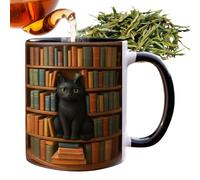 Générique Tasse En Céramique - Tasse À Café De Livre Sur Le Thème Du Chat| Bookish Forme D'étagère De Bibliothèque De 4 Pouces 420 G, Fantaisiste De 380 Ml Pour Lectrice, Écrivaine Et Amoureux