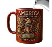 Générique Tasse En Céramique - Tasse À Thé Et À Café De 11 Oz | Conception Commémorative Du 250e Drapeau Et De L' | Verres En Céramique Rouge Et Noire Avec Poignée | Cadeau De Symbolisme Culturel