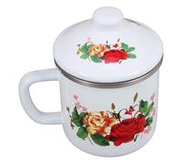 Générique Tasse en Émail Épaisse 500ml Grande Capacité avec Couvercle, Résistante et Facile D'entretien, Design Élégant Simple, Idéale pour Thé et Café